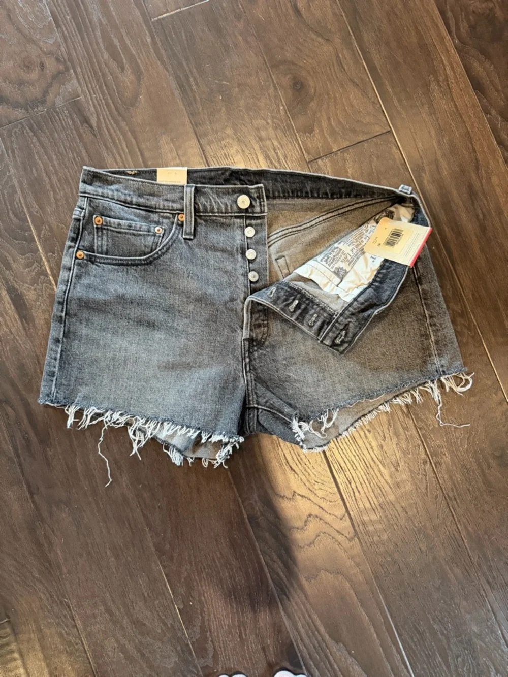 Levi's 501 Cutoff Frayed Hem Denim Shorts — Grey - Picture 2 of 4